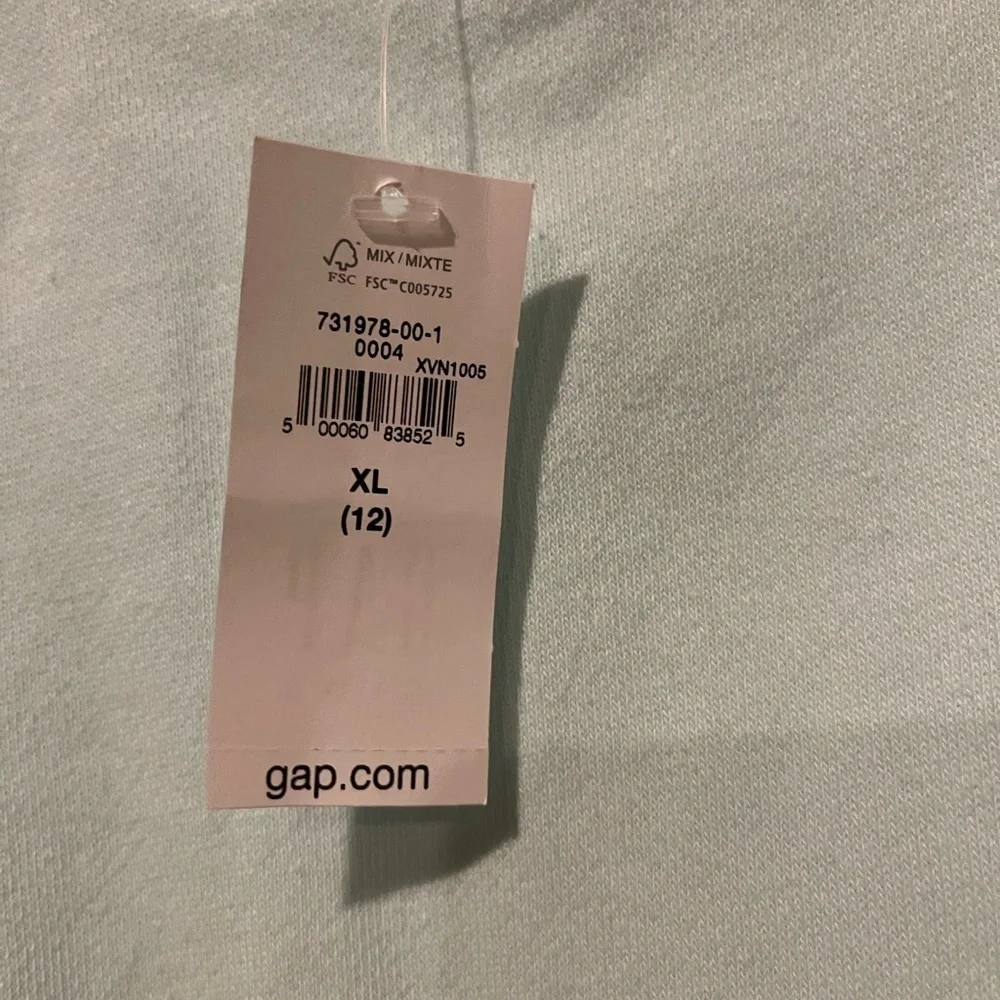 Gap size XL (12) teal sweatshirt with white trim, NWT